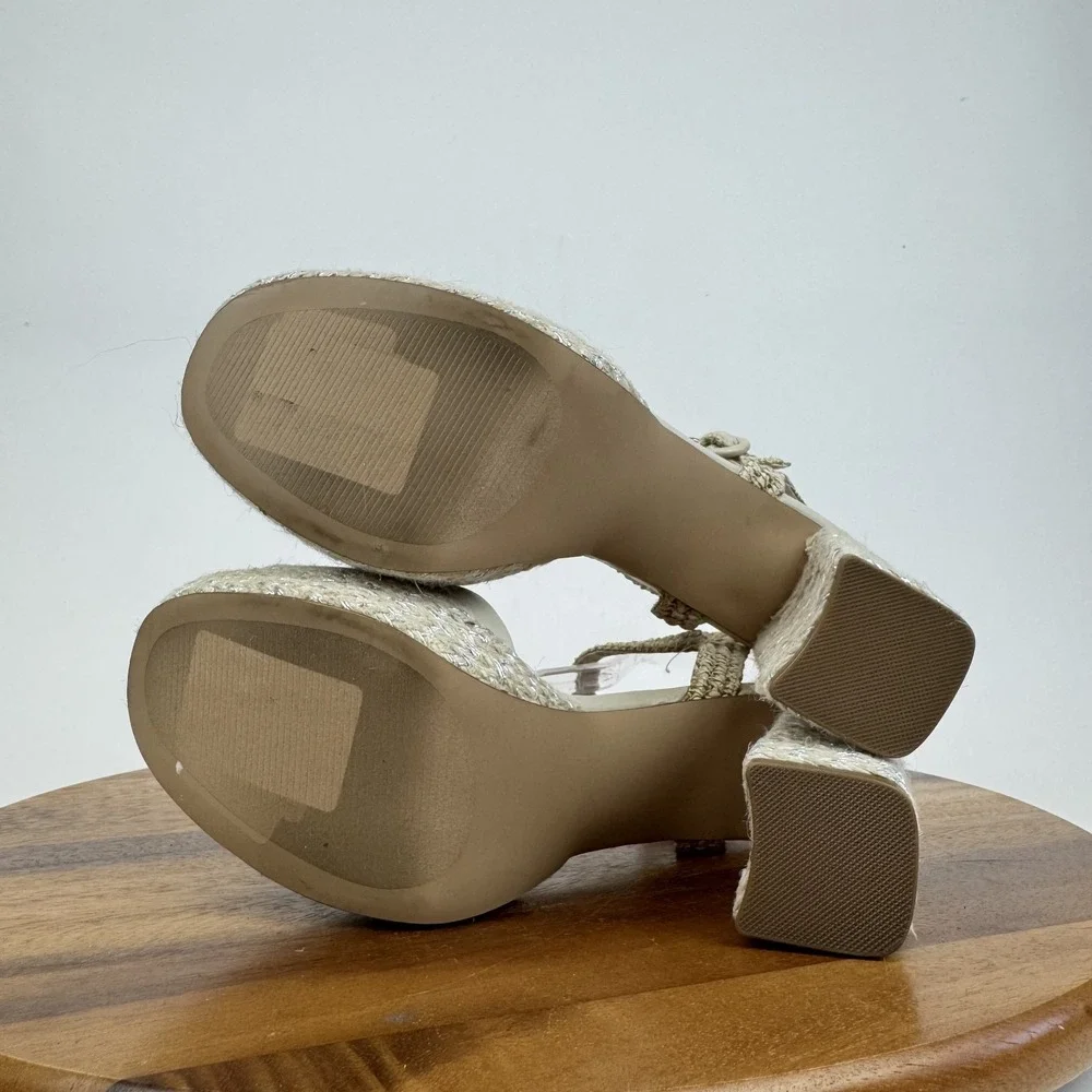 New NWOB Womens Steve Madden Strada‎ Ivory Espadrille Platform Sandals Size 11 M